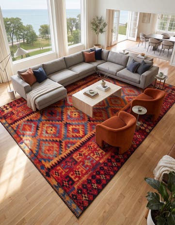 10' x 14' Easy-Clean Tribal Indoor / Outdoor Rug