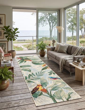 2' x 8' Easy-Clean Botanical Indoor / Outdoor Runner Rug