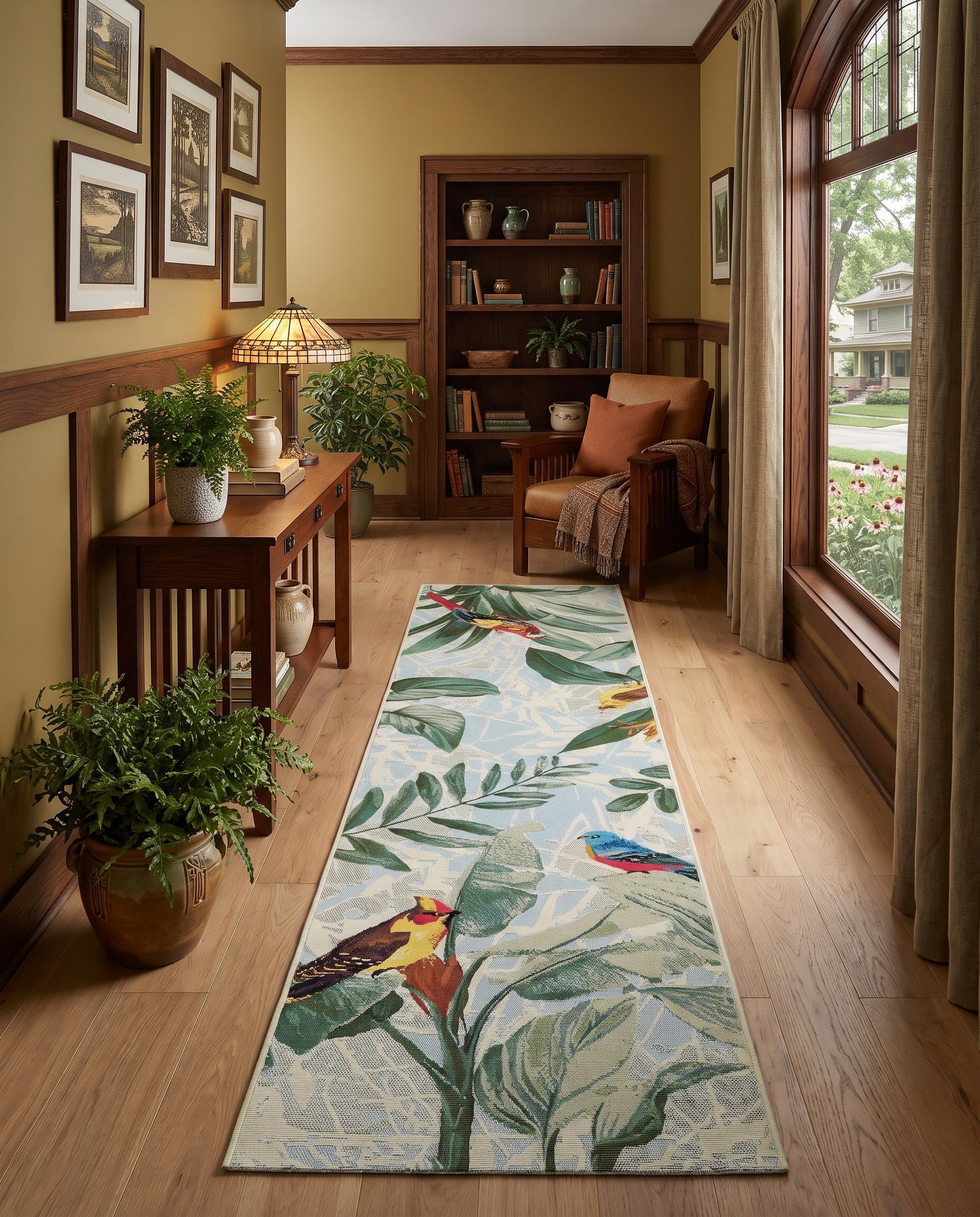 2' x 8' Easy-Clean Langdon Botanical Indoor / Outdoor Runner Rug