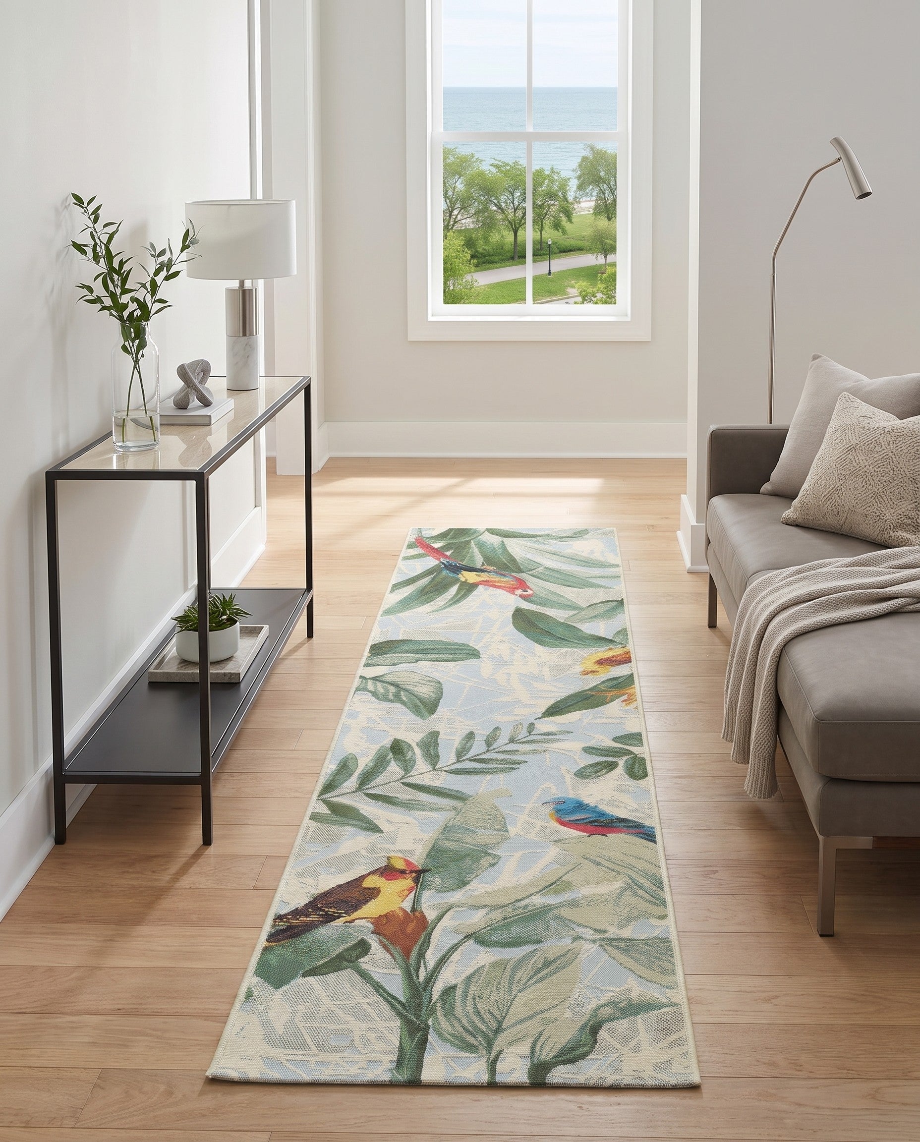 2' x 8' Easy-Clean Langdon Botanical Indoor / Outdoor Runner Rug