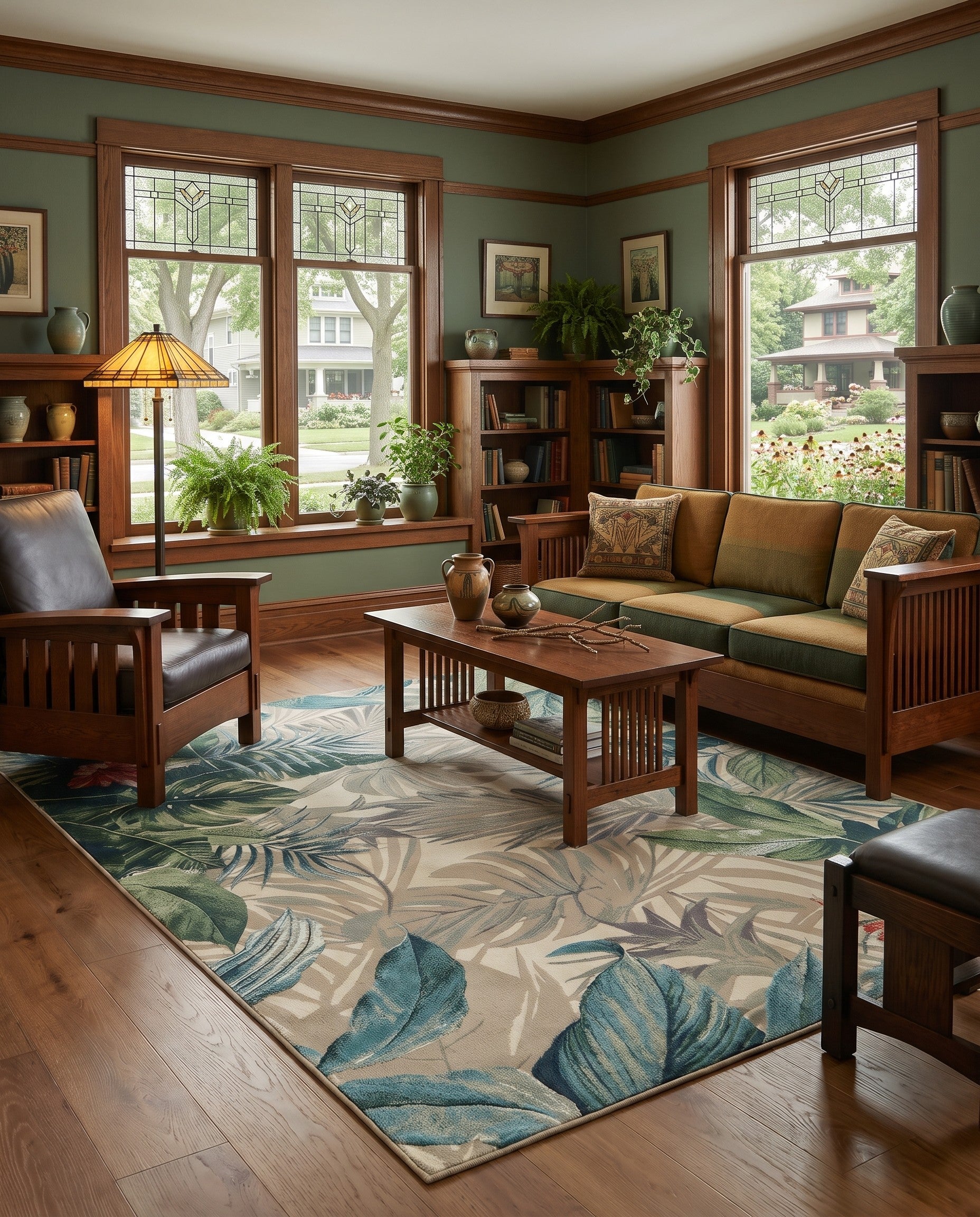 7' x 10' Easy-Clean Botanical Indoor / Outdoor Rug