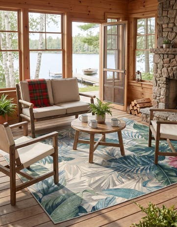 7' x 10' Easy-Clean Botanical Indoor / Outdoor Rug