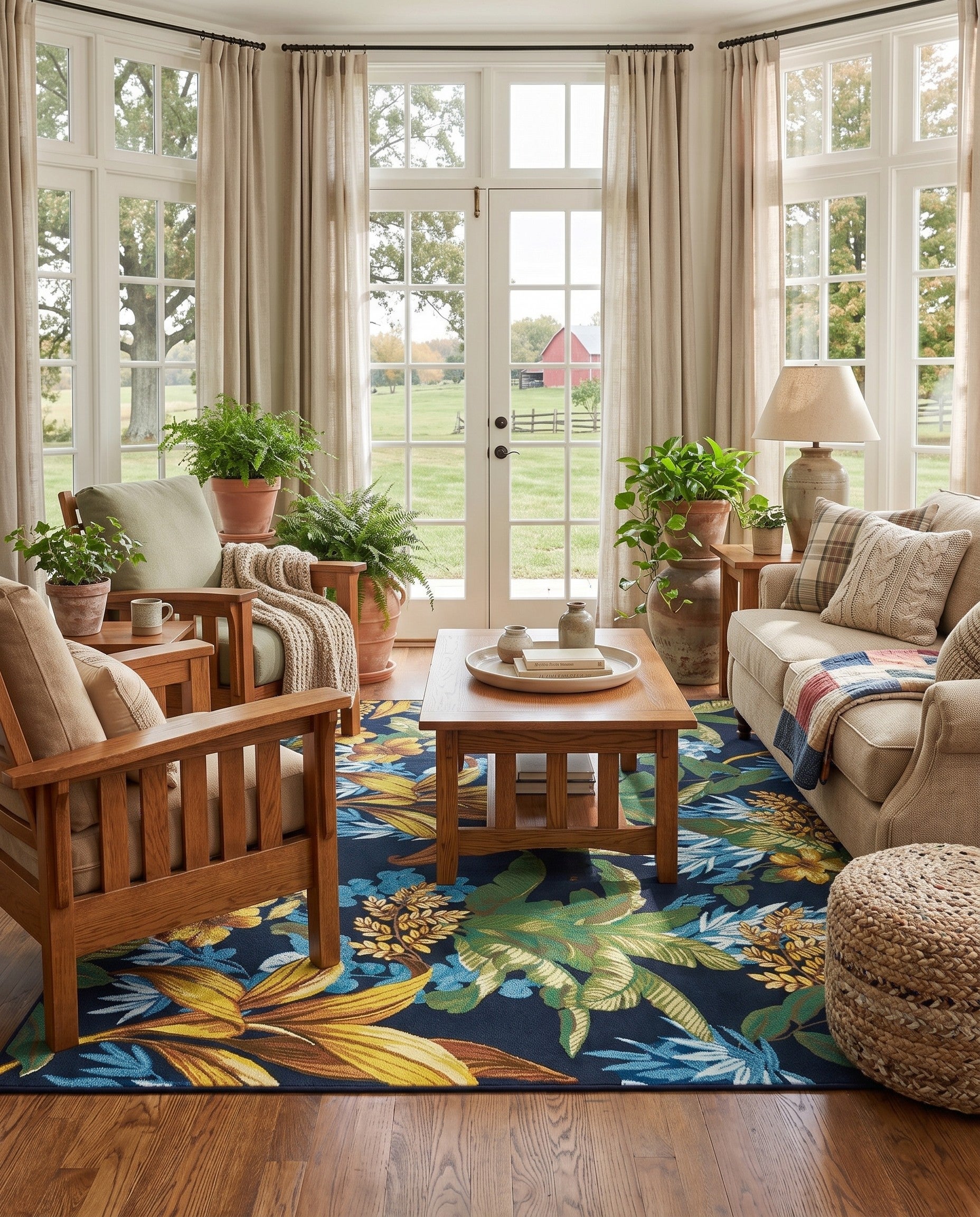 10' x 10' Easy-Clean Botanical Indoor / Outdoor Square Rug