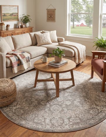 Jill Zarin Gray Uptown Central Park Round Rug