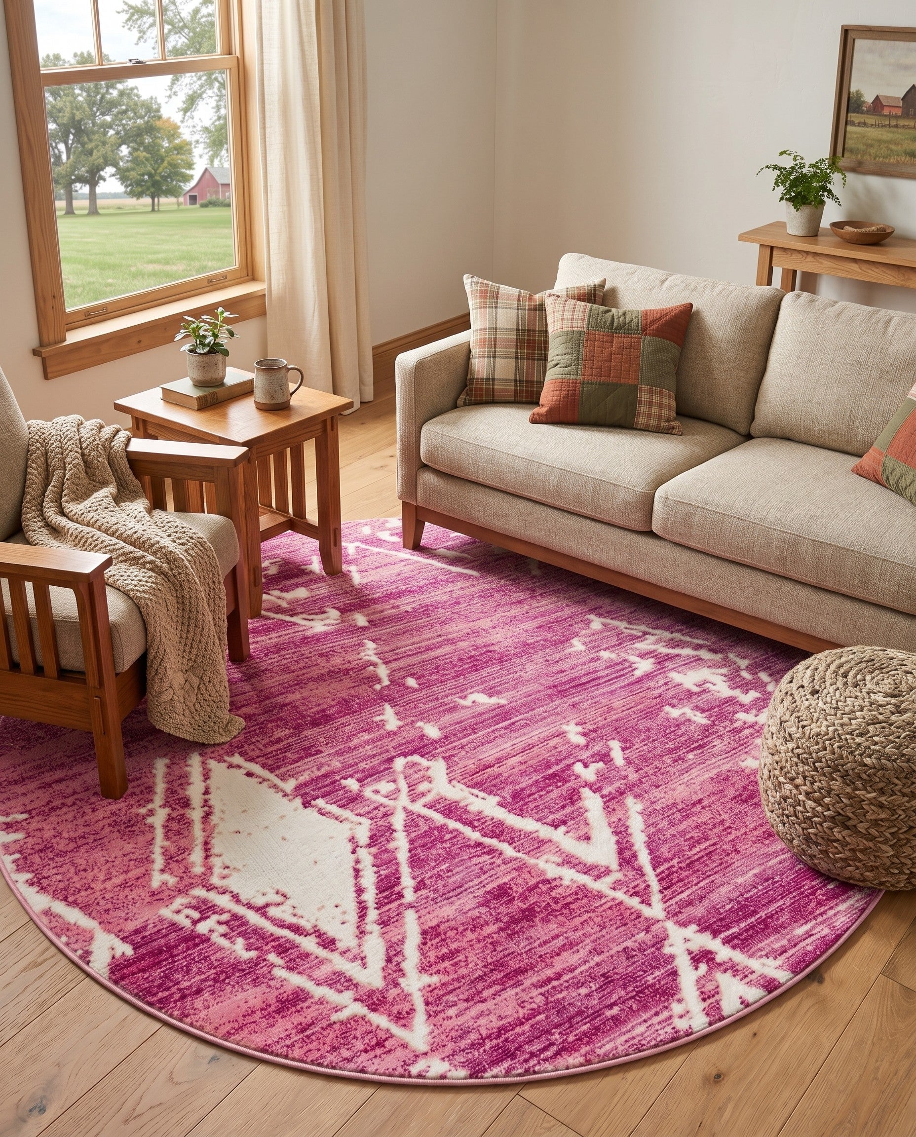 Jill Zarin Pink Uptown Carnegie Hill Round Rug