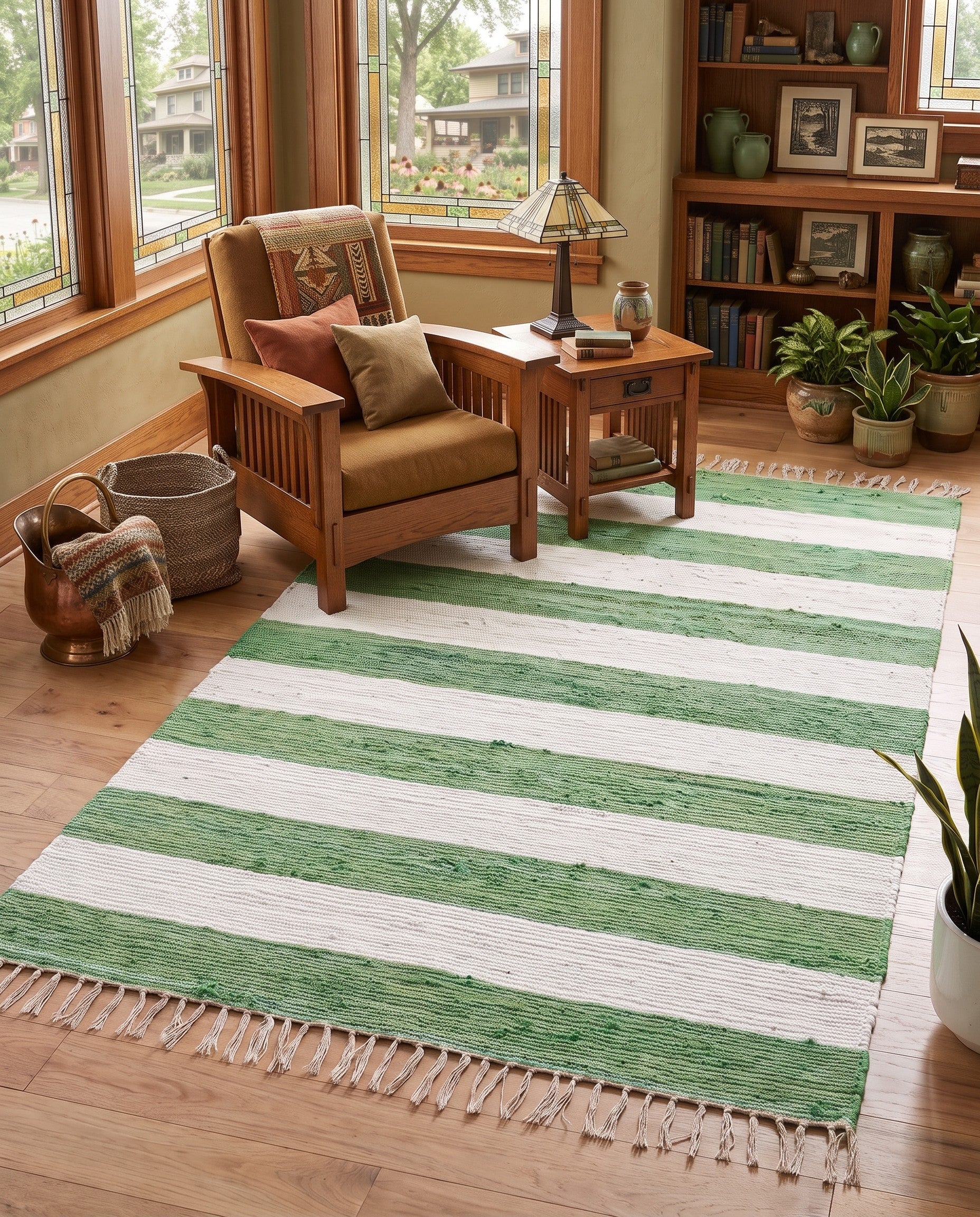 5' 1 x 8' Hand Woven Chindi Rag Rug