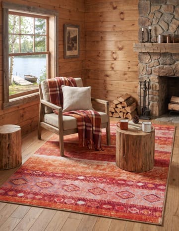 Rust Red Washable Timeless Rug