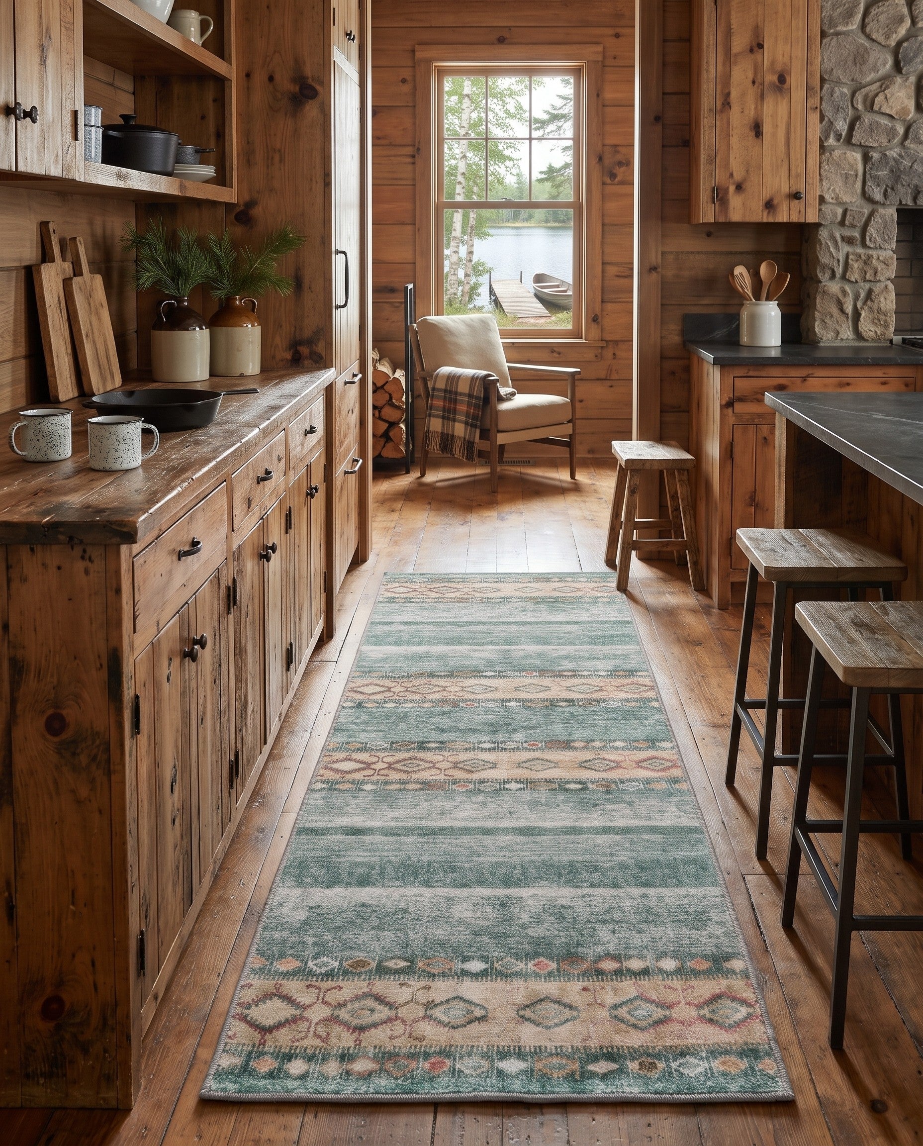 2' x 6' Washable Timeless Runner Rug