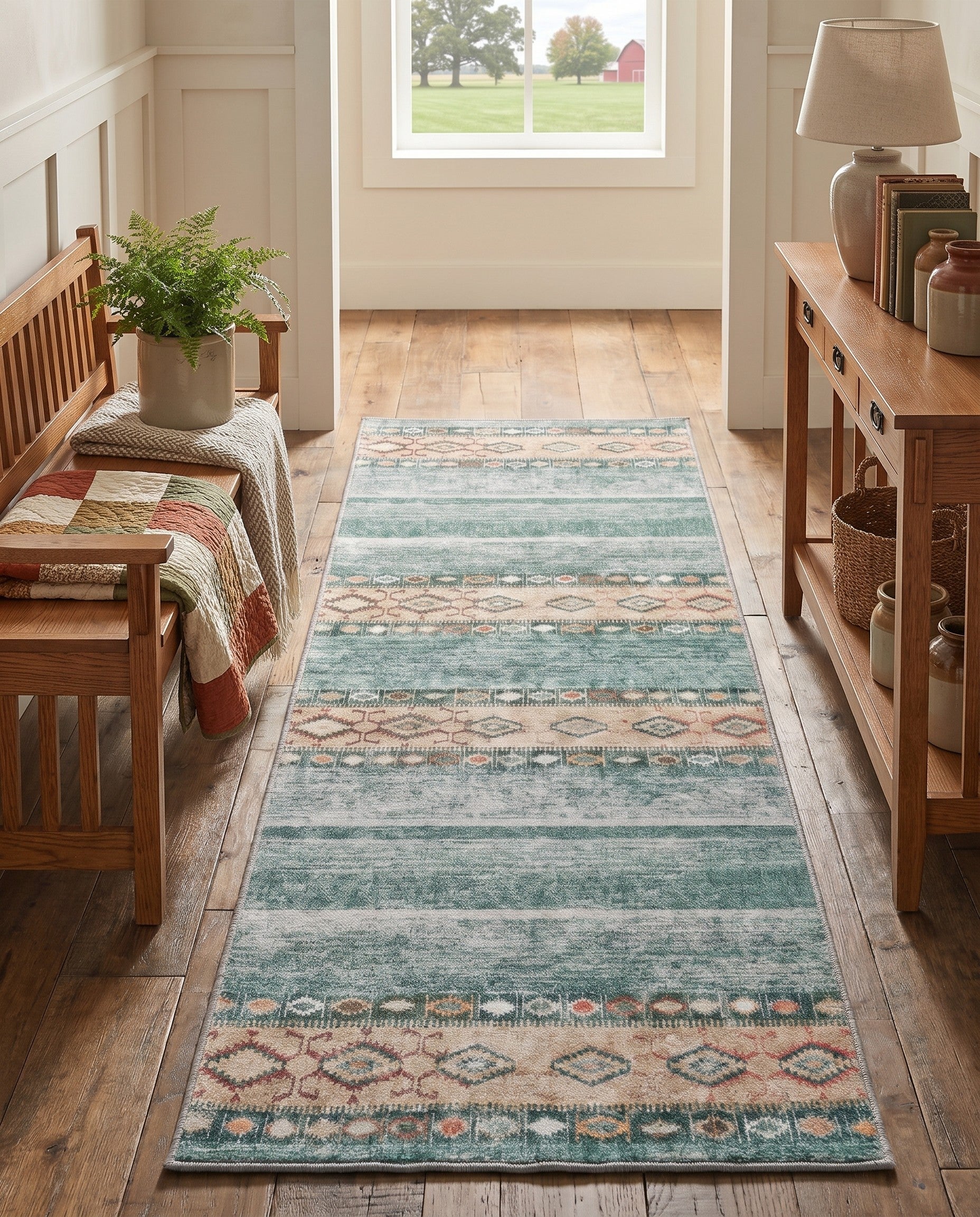 2' x 6' Washable Timeless Runner Rug