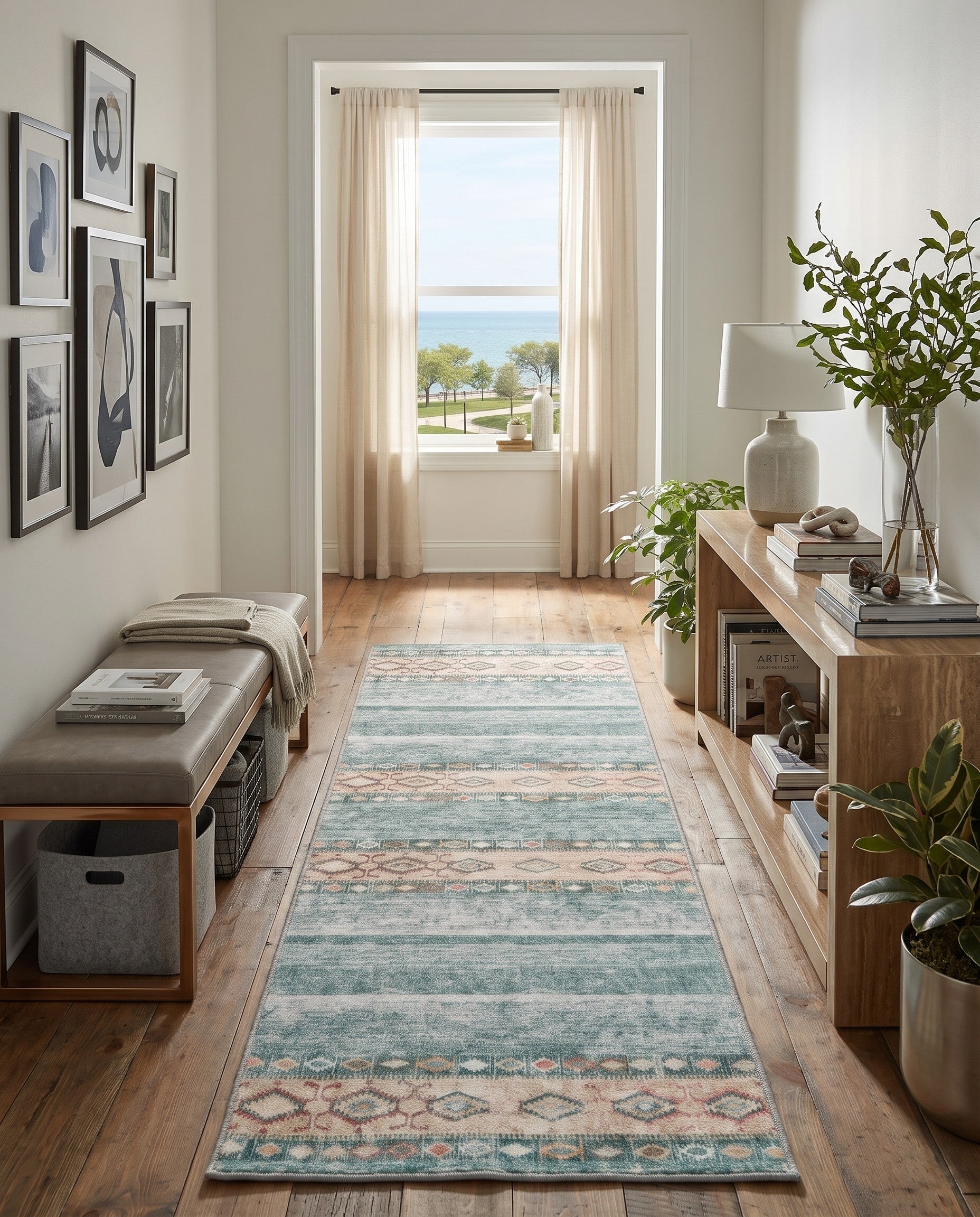 2' x 6' Washable Timeless Runner Rug