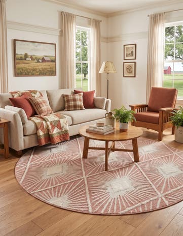 Pink Boho Round Rug