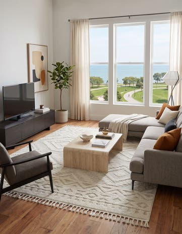 Ivory Boho Square Rug