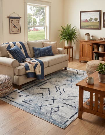 Ivory and Gray Kamala Washable Rug