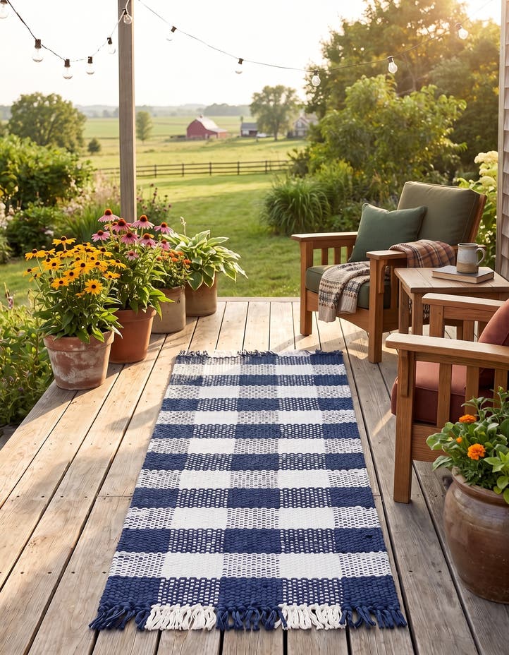2' x 6' Easy-Clean Eco Plaid Washable Indo...