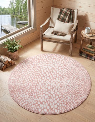 Rose Pink Kamala Washable Round Rug