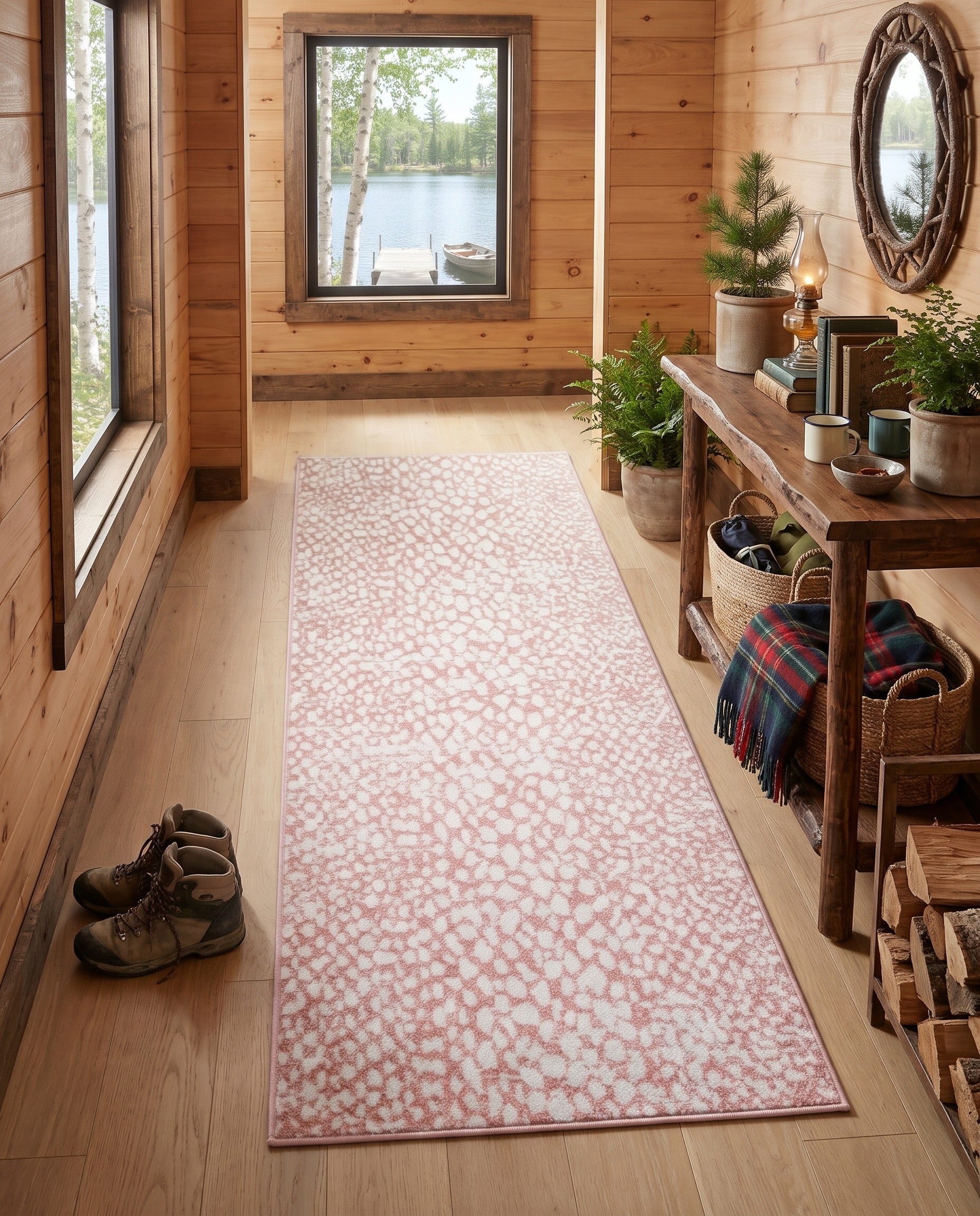 Rose Pink Kamala Washable Runner Rug