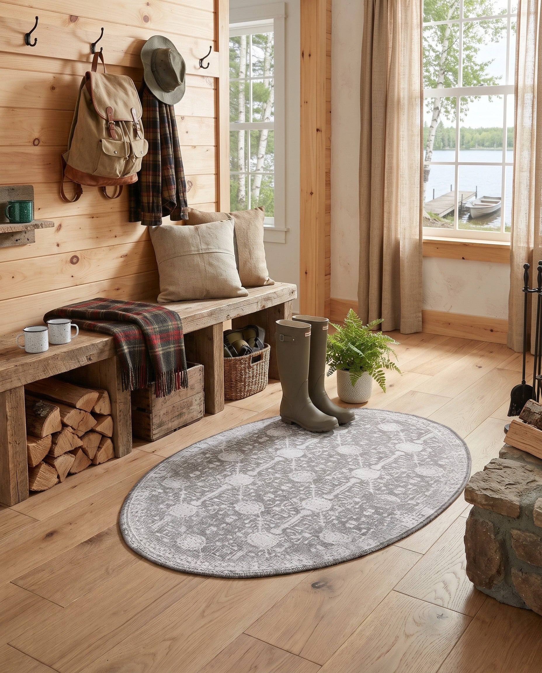 Gray Washable Timeless Oval Rug