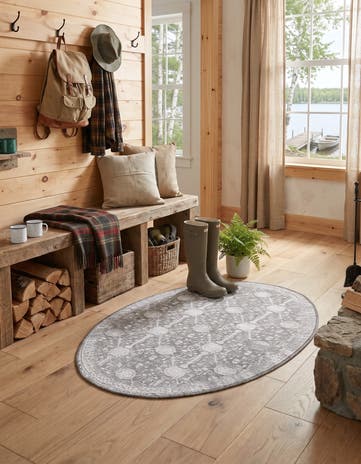 Gray Washable Timeless Willowmere Oval Rug