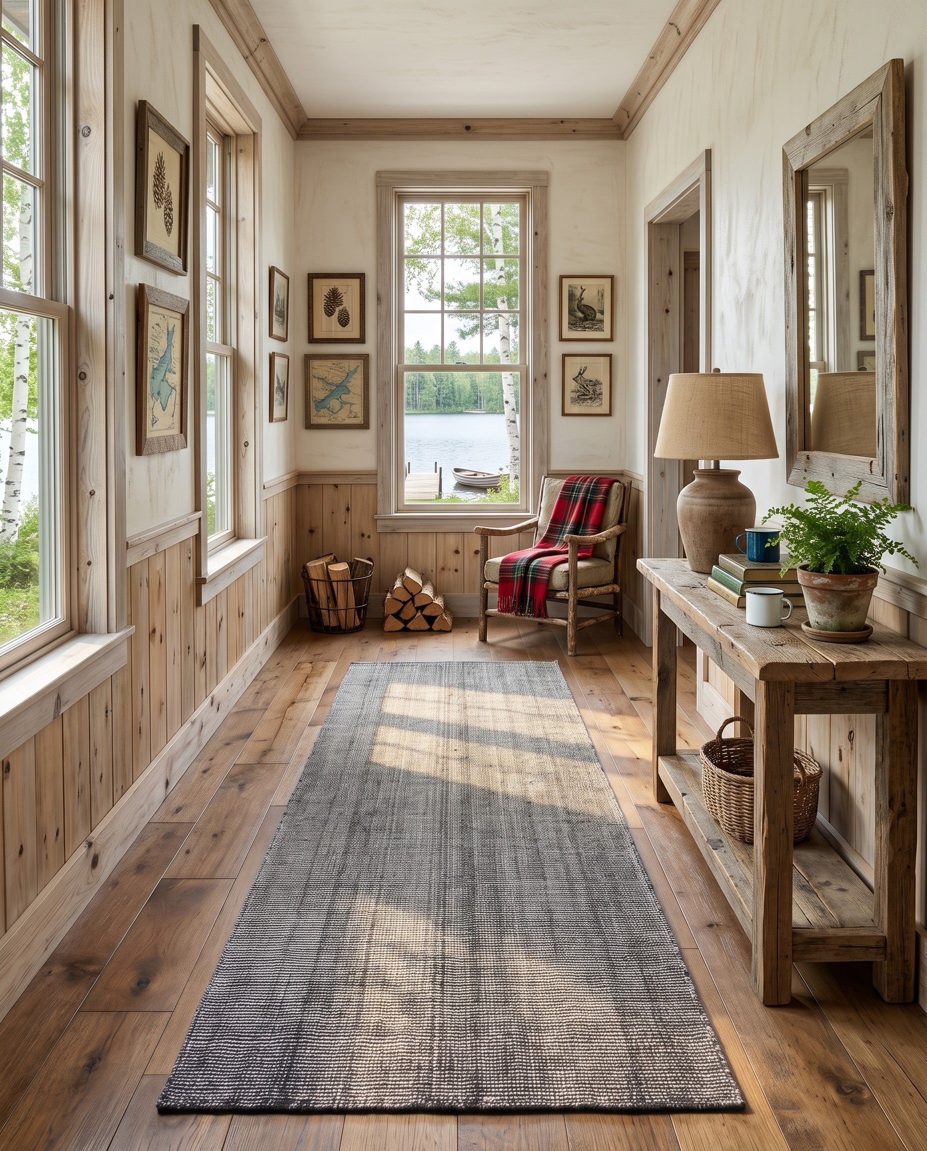 Earl Gray Hand Woven Jill Zarin English Manor Farmhouse Wool Runner Rug