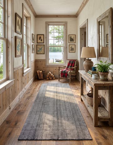 Earl Gray Hand Woven Jill Zarin English Manor Farmhouse Wool Runner Rug
