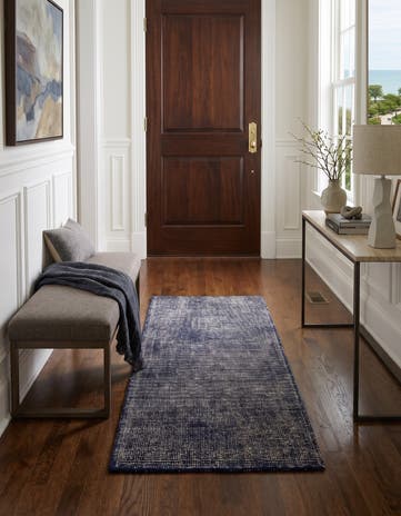 Blueberry Hand Woven Jill Zarin English Manor Farmhouse Wool Runner Rug