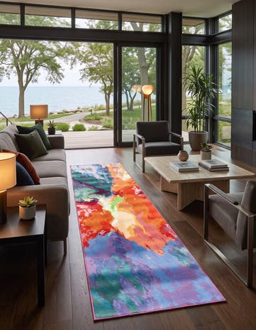 2' 7 x 11' Easy-Clean Modern Indoor / Outdoor Runner Rug