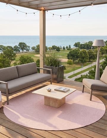7' 10 x 7' 10 Easy-Clean Solid Indoor / Outdoor Round Rug