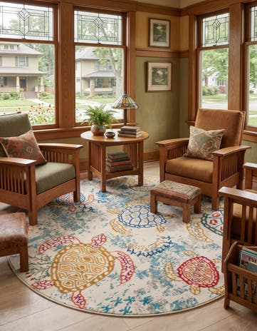 Beige Washable Amalfi Round Rug