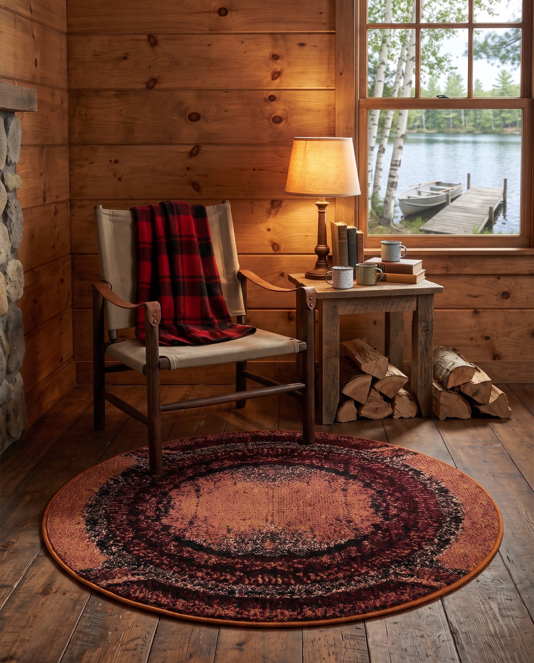 Orange Washable Hyacinth Round Rug