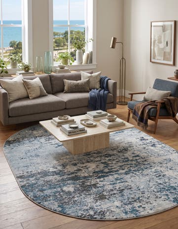 Blue Leipzig Oval Rug