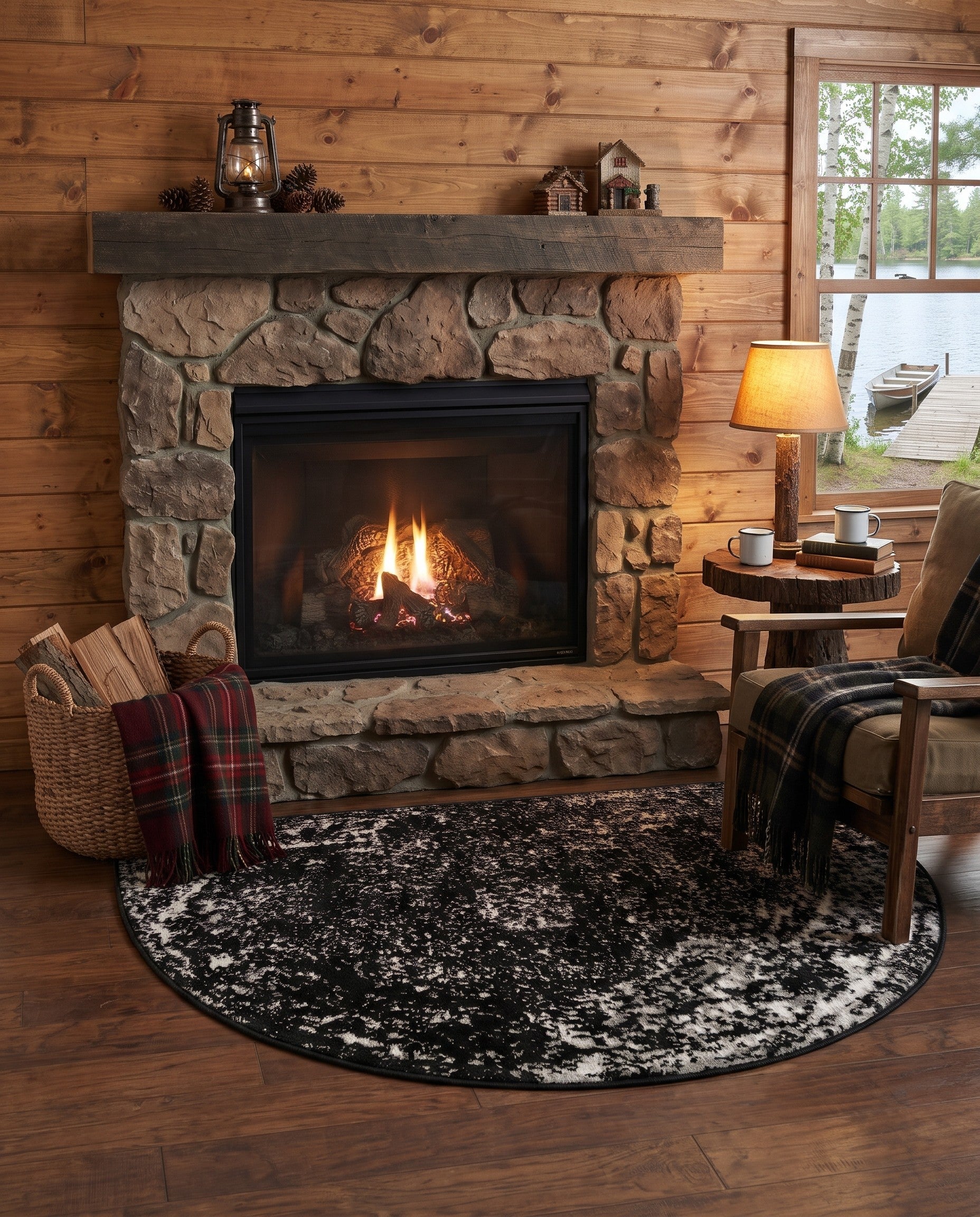Black Monte Carlo Hearth Rug