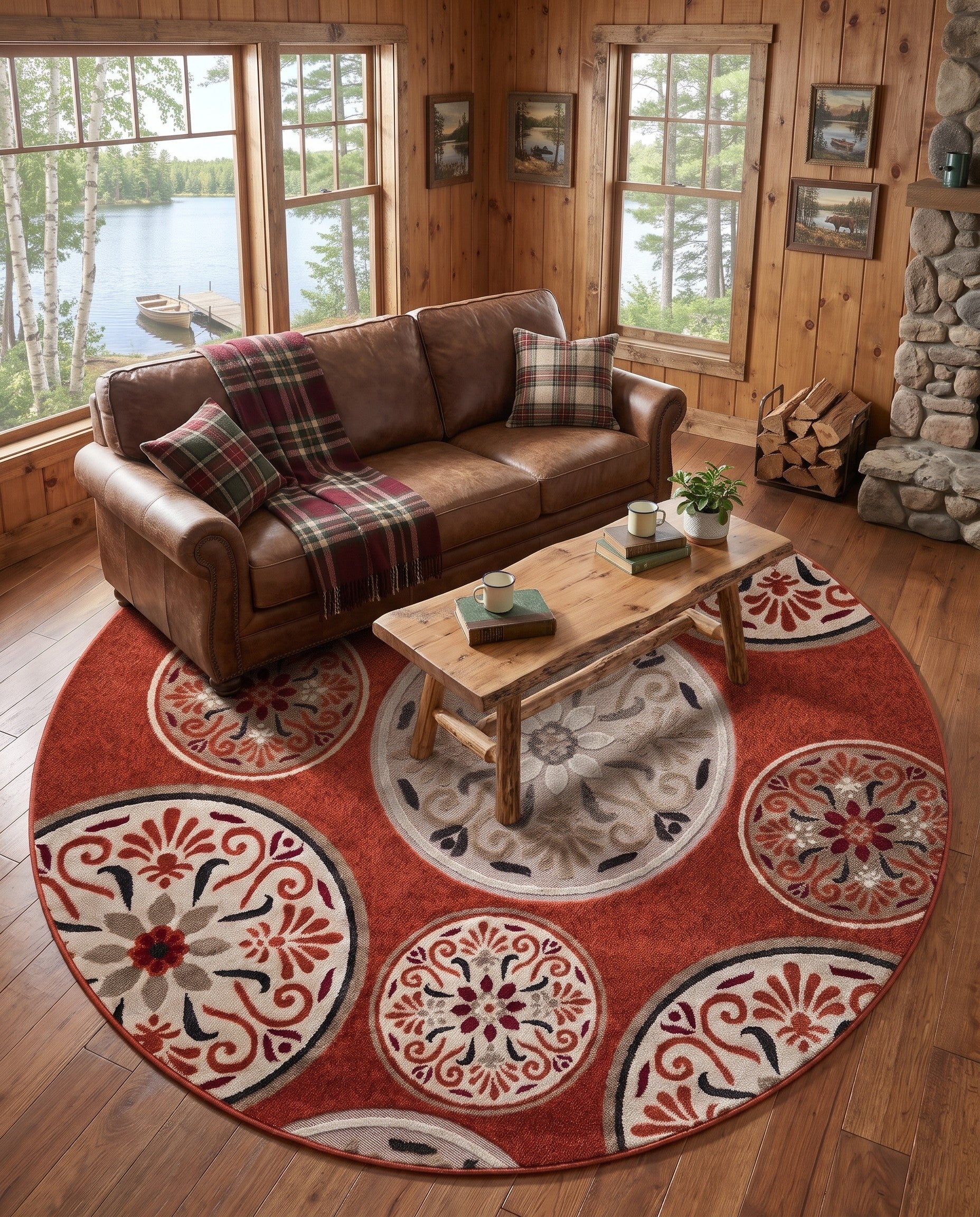 7' 1 x 7' 1 Easy-Clean Modern Indoor / Outdoor Round Rug