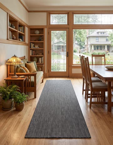 Black Easy-Clean Solid Indoor / Outdoor Runner Rug