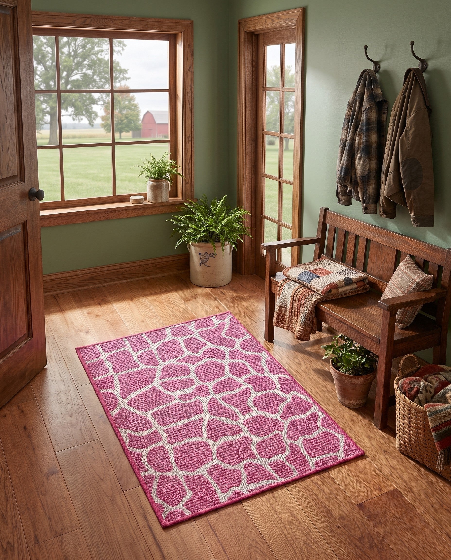 Magenta Easy-Clean Safari Indoor / Outdoor Rug