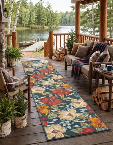 2' 7 x 13' Easy-Clean Coastal Indoor / Outdoor Runner Rug