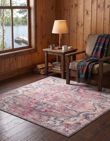 4' x 4' Washable Nostalgia Square Rug
