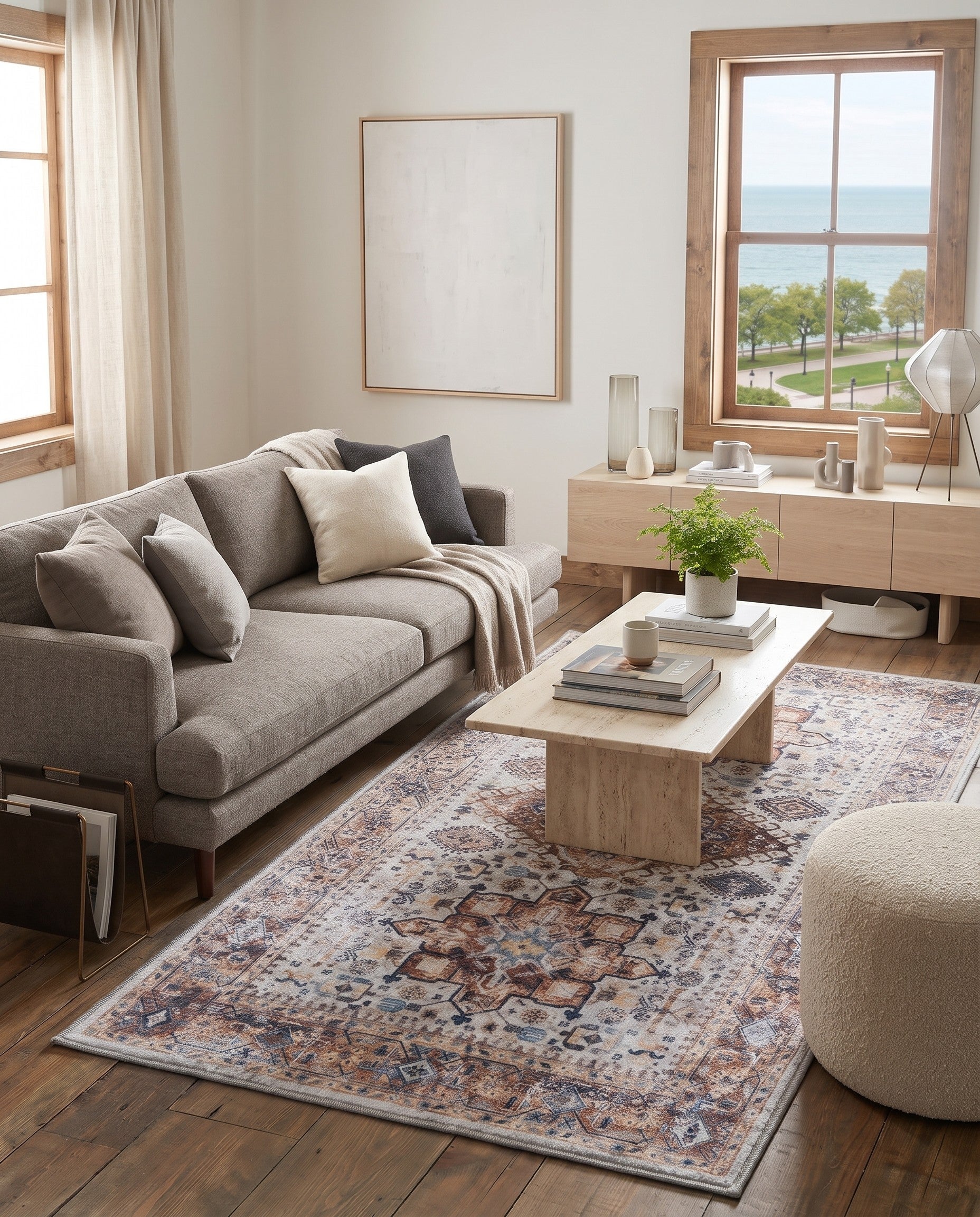 Ivory Almond Washable Yara Rug