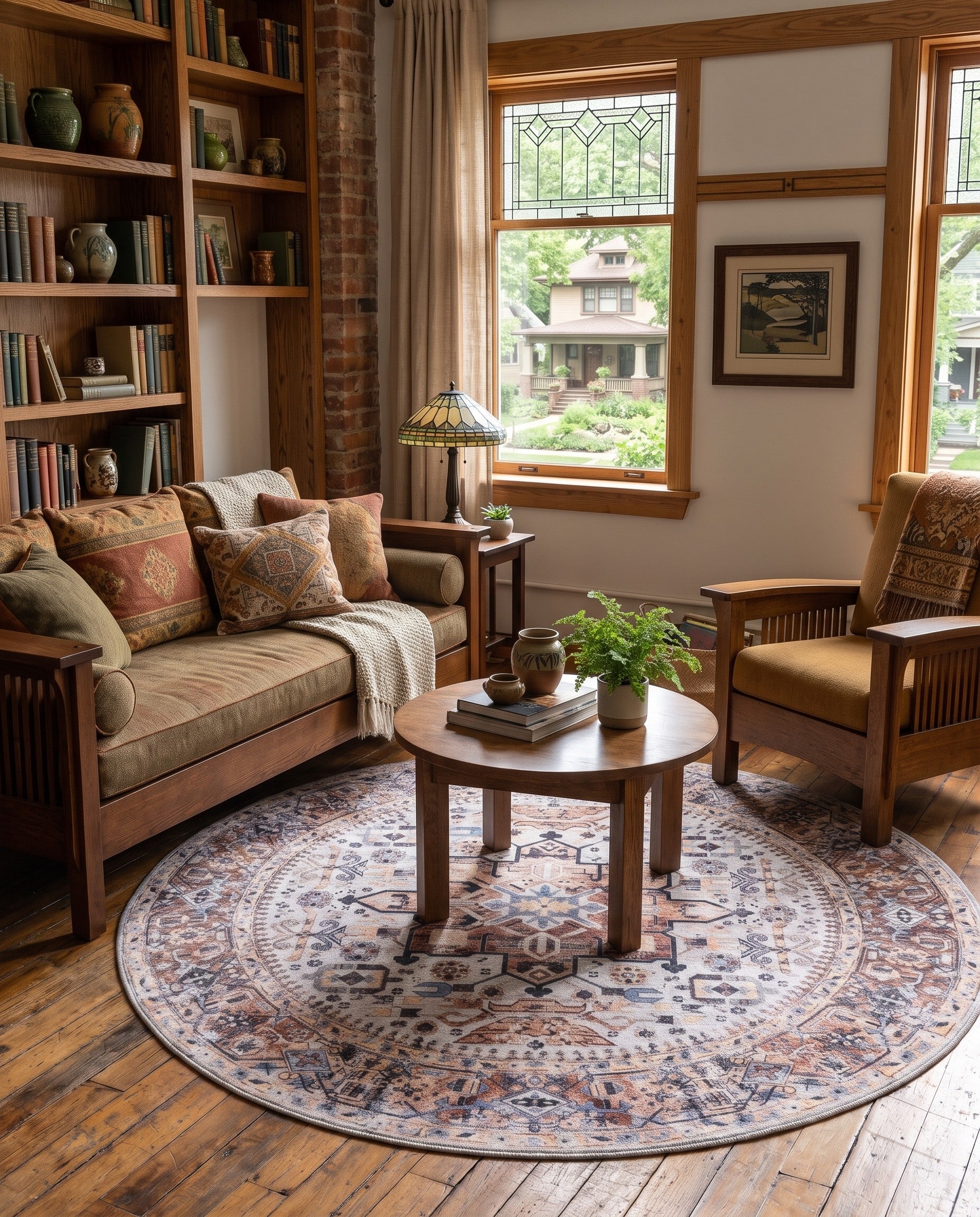 Ivory Almond Washable Yara Round Rug