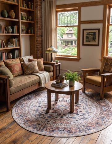 Ivory Almond Washable Yara Round Rug