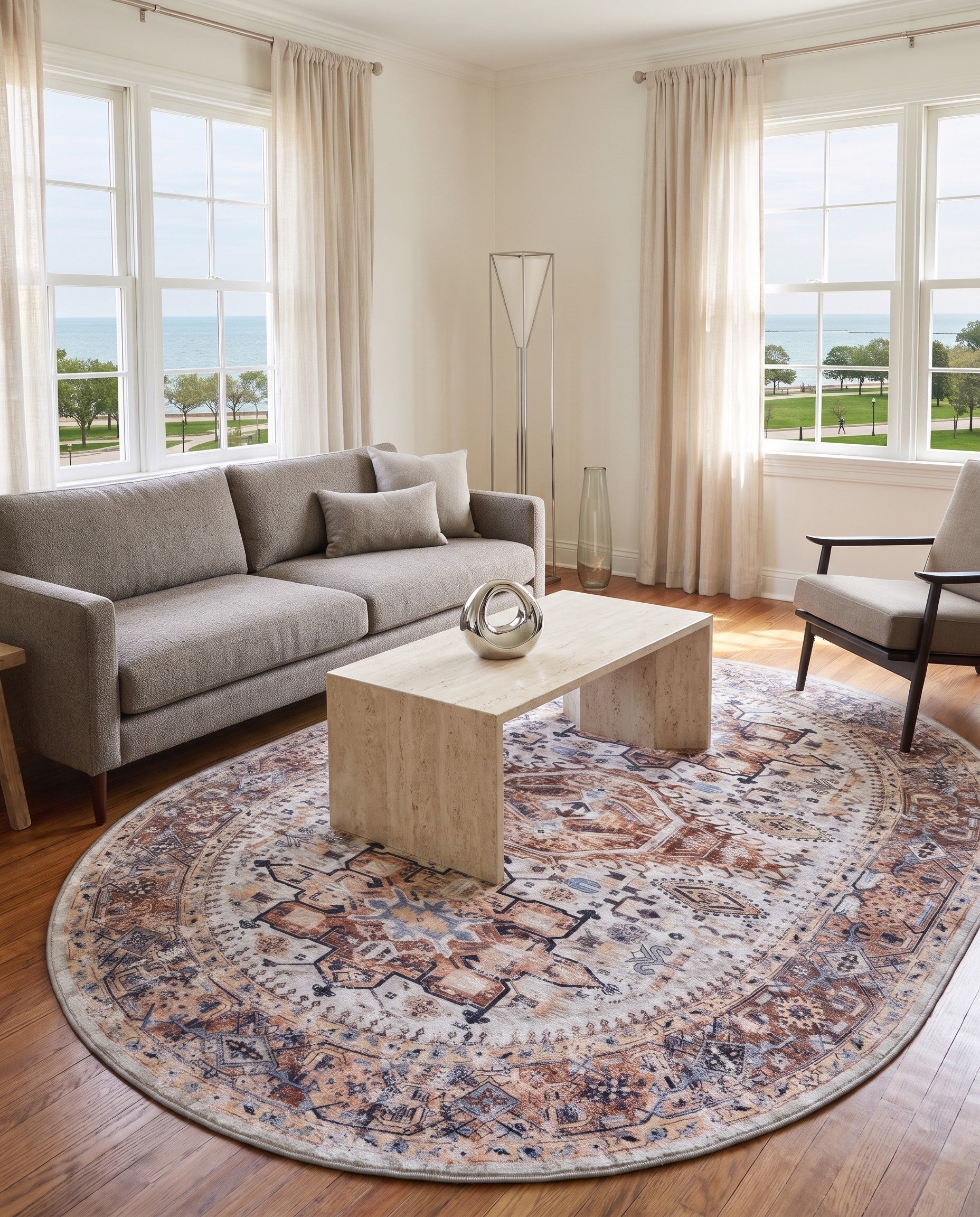 7' 10 x 10' Washable Yara Oval Rug