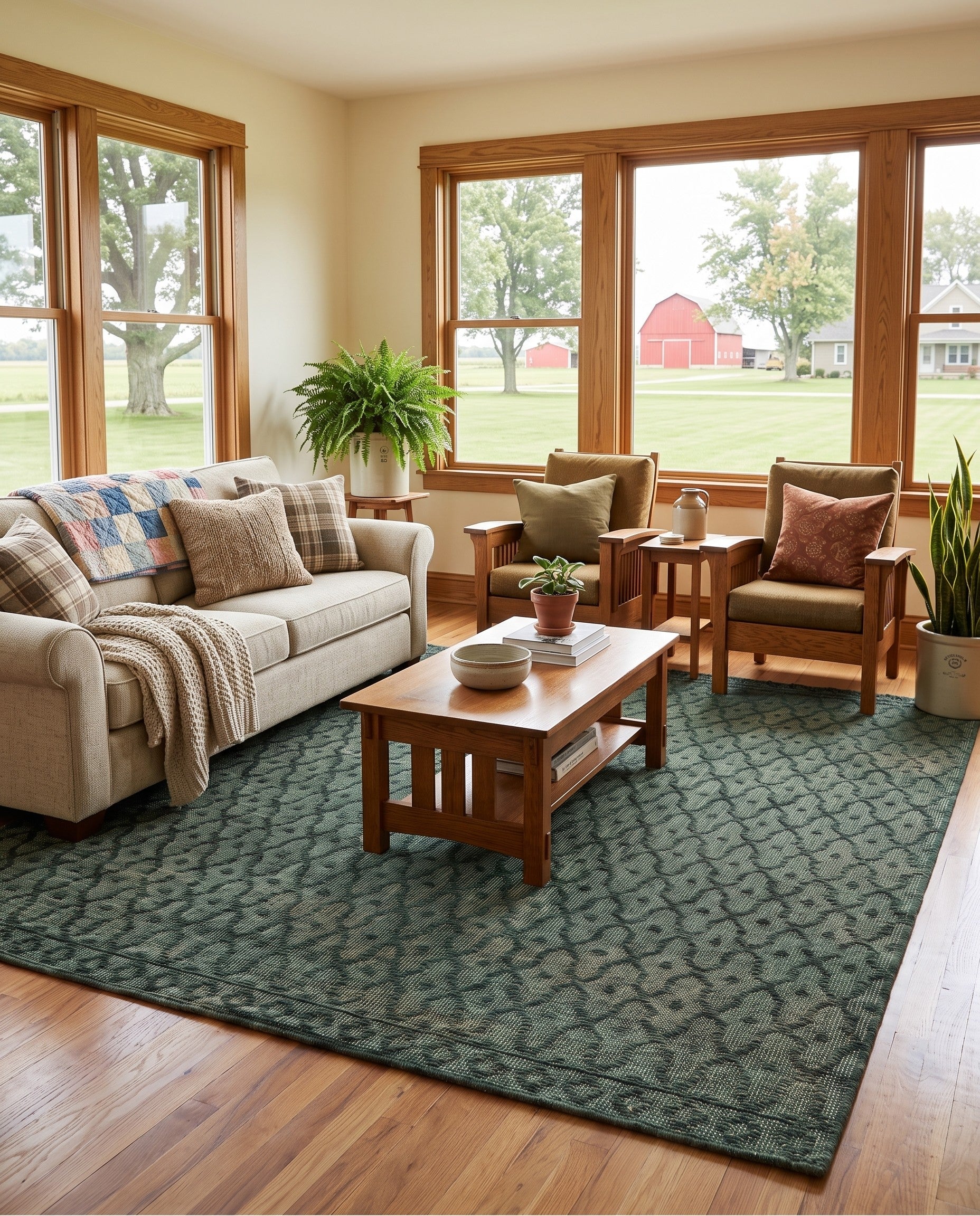 Hunter Green Hand Woven Larsa Jute Rug