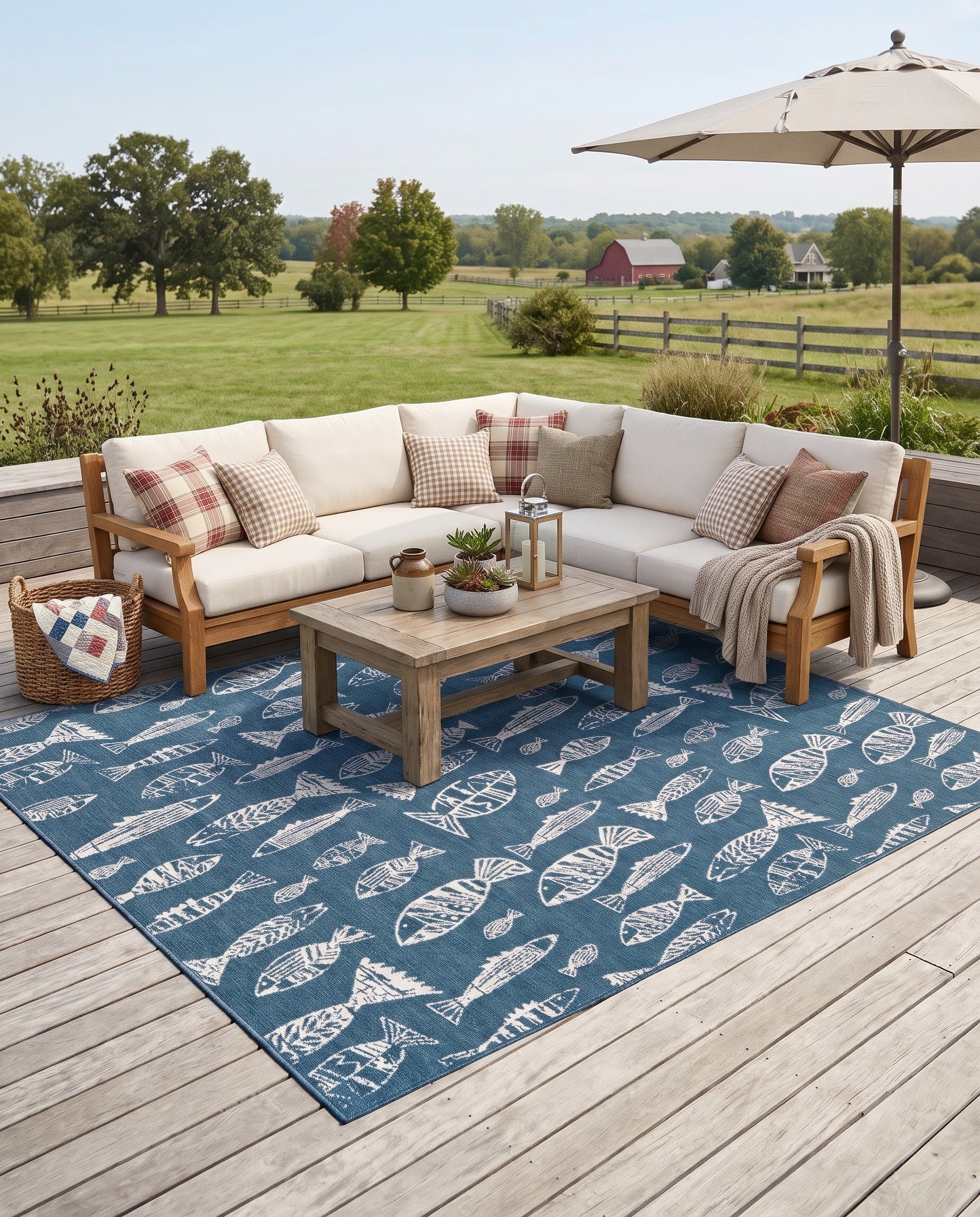 10' x 10' Easy-Clean Coastal Indoor / Outdoor Square Rug