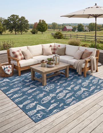 10' x 10' Easy-Clean Coastal Indoor / Outdoor Square Rug