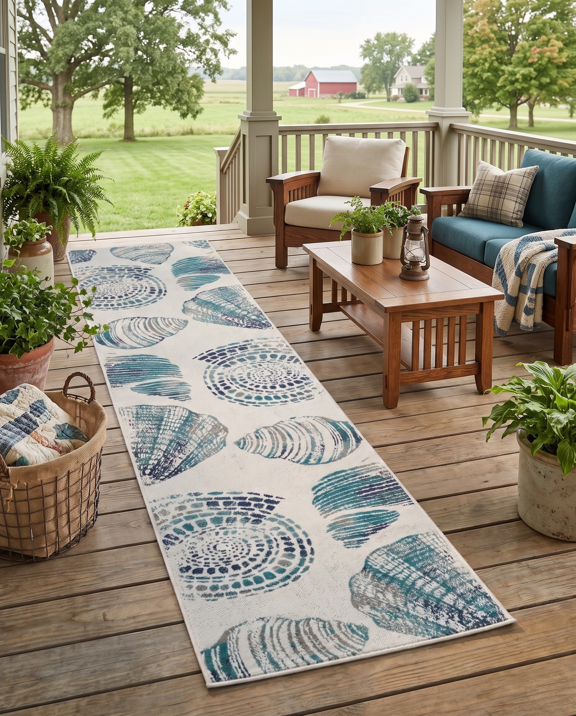 2' 7 x 12' Easy-Clean Coastal Indoor / Outdoor Runner Rug