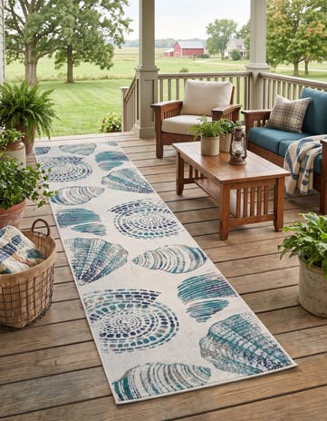 2' 7 x 12' Easy-Clean Coastal Indoor / Outdoor Runner Rug
