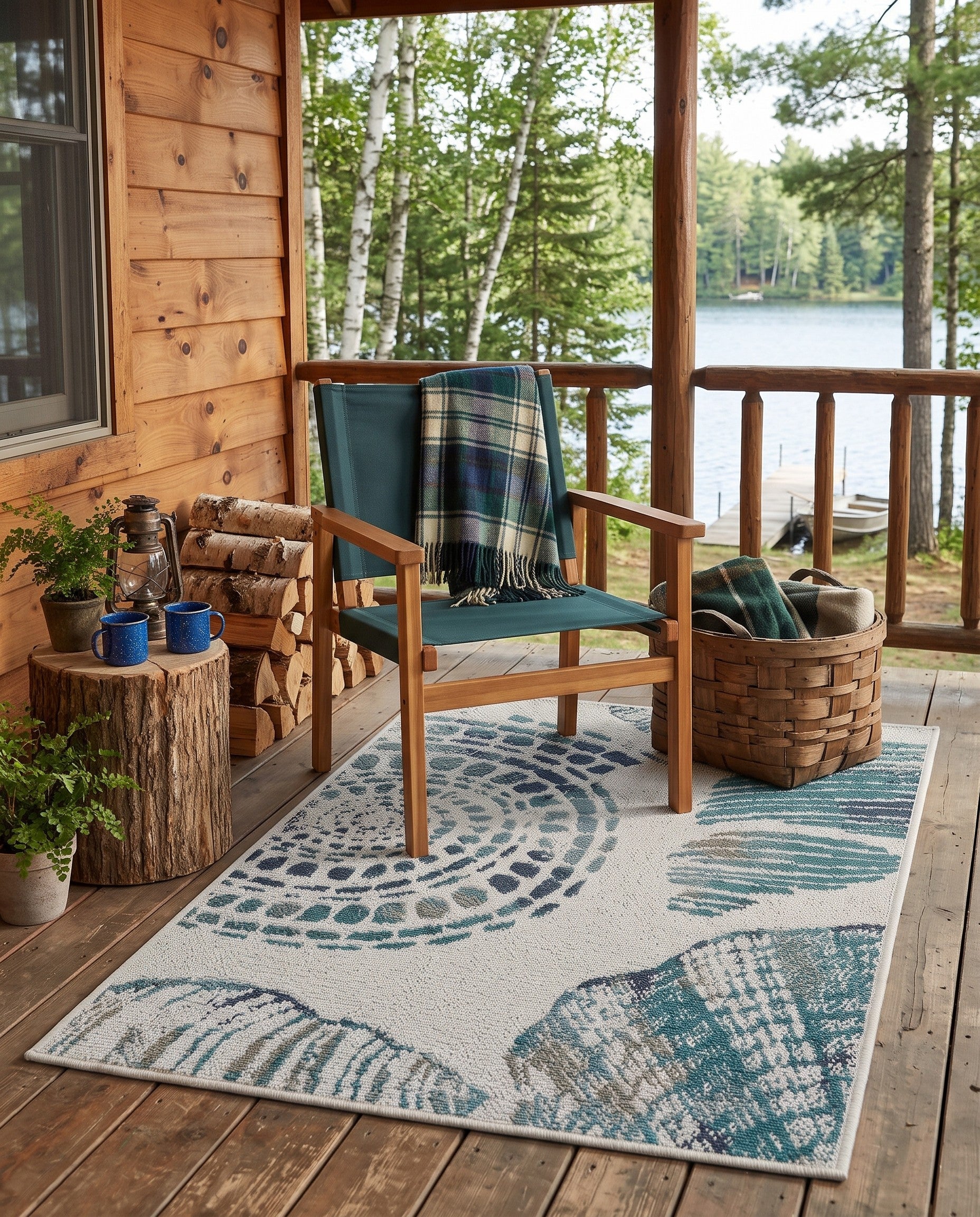 Ivory Easy-Clean Coastal Indoor / Outdoor Rug