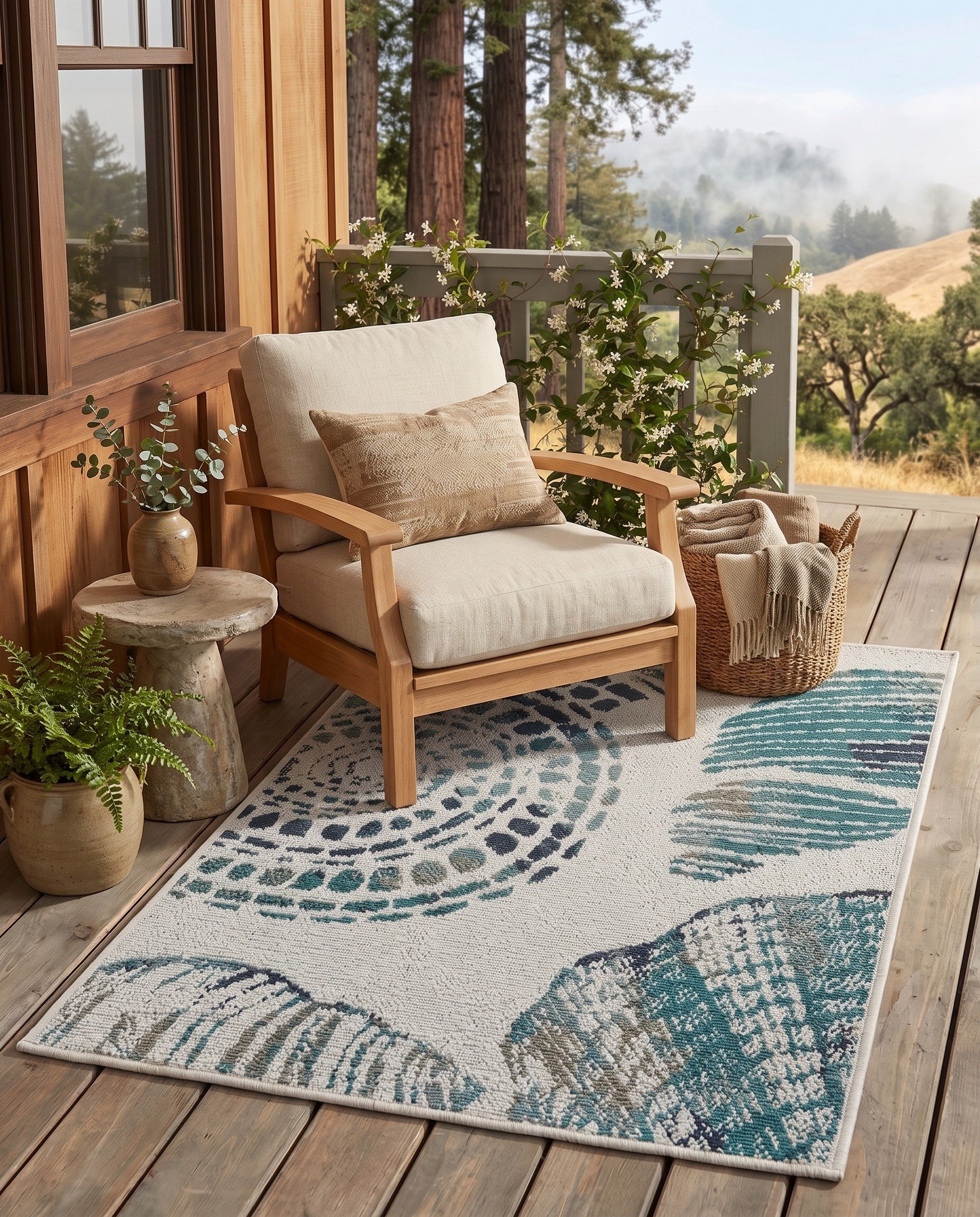 Ivory Easy-Clean Coastal Indoor / Outdoor Rug