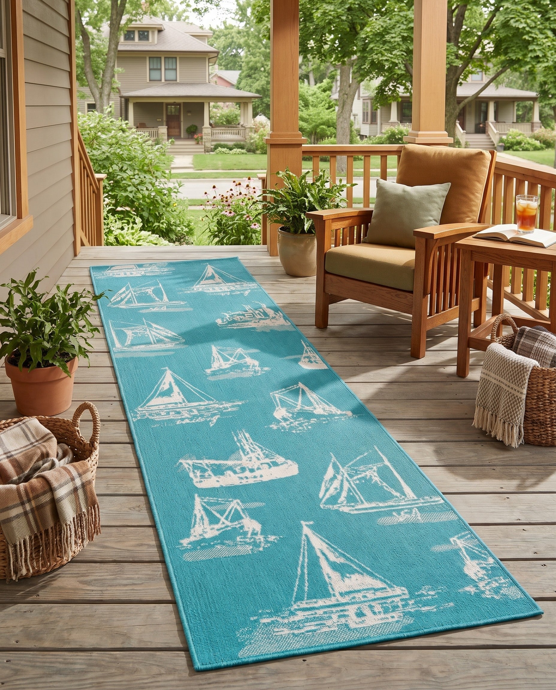 2' 7 x 10' Easy-Clean Coastal Indoor / Outdoor Runner Rug
