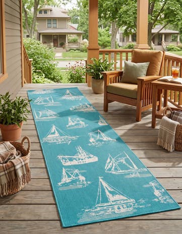 2' 7 x 10' Easy-Clean Coastal Indoor / Outdoor Runner Rug