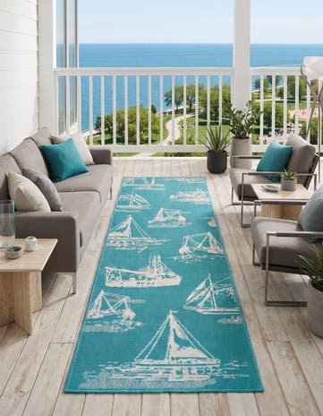 2' x 8' Easy-Clean Coastal Indoor / Outdoor Runner Rug